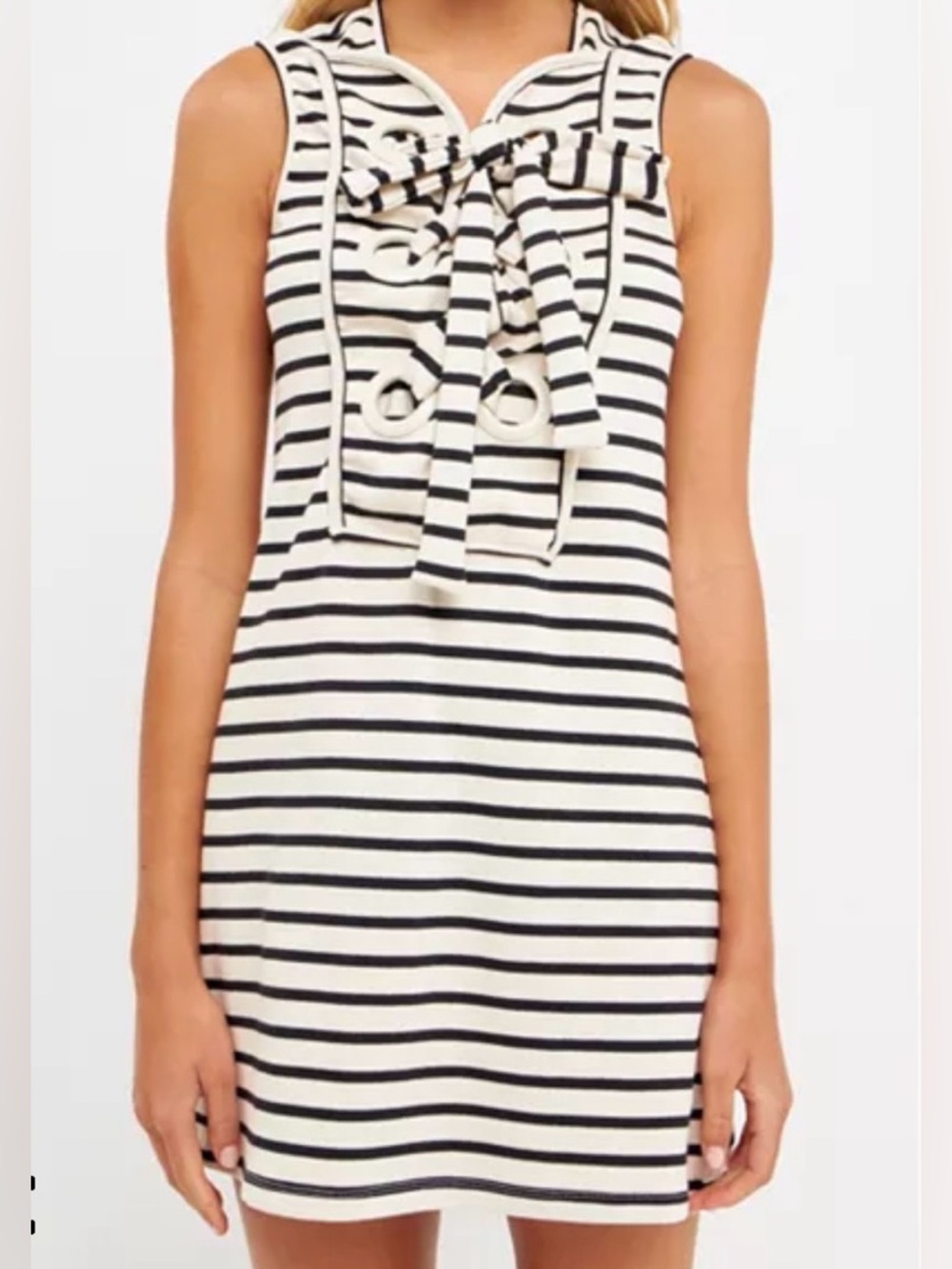 English Factory Striped Knit Lace Up Dress NWT
